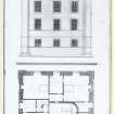 Mechanical copy of drawing showing chamber floor plan and elevation.