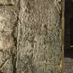 Abercrombie 2 Pictish cross slab, face a (set into left hand side of doorway) including scale