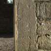 Abercrombie 3 Pictish cross slab, face a (set into right hand side of doorway, upside down) including scale