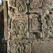 Abercrombie 5 Pictish cross slab fragemnt, face a, set into wall to right of doorway (including scale)