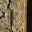 Abercrombie 1 Pictish cross slab, face d (set into left hand side of doorway) including scale