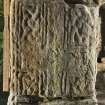 Abercrombie 1 Pictish cross slab, face a (set into left hand side of doorway) including scale