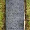 Grave slab, Susan McIntyre (died 1812), including scale