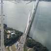 Oblique aerial view of the Queensferry Crossing on the day of the public pedestrian crossing.