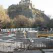 View from north east showing partially laid concrete base for fountain