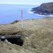 Entrance to souterrain at Dun Mhairtein promontory fort, facing ENE
