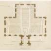 Plan of ground floor showing arrangement of pews.
Titled: 'Design for Rebuilding Ramshorn Church Glasgow No III'  'For the Lord Provost and Magistrates'  'Plan of the Ground Floor with Pewing'  'Rickman and Hutchinson Architects, Birmingham  5 Ma. 1824'