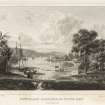 Engraving of Bowling Bay and Dunglass Castle.