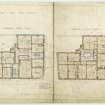 Drawing showing basement and second floor plans for offices, East Bell Street, Dundee.
