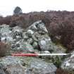 Small cairn (Cairn 16) built on top of the main rampart near the SW corner of the fort., direction N