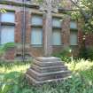 Memorial cross to the front of the school building