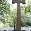 Memorial cross to the front of the school building