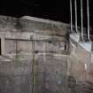 Detail of breeze block and brick construct in stairwell, direction facing E