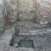 N facing shot of SE corner showing medieval wall footings/extent of walls- Room 19