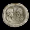 Plaster cast intaglio of two men's heads inscribed 'Socrates' on verso (same as OBJ11).