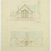 Drawing showing east and south elevations, Tynron Parish Church.