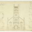 Drawing showing West elevation and plans of buttresses, Morton Parish Church, Thornhill.