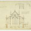 Drawing showing lateral section and details, Langholm Parish Church.