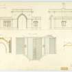 Entrance Lodge - Elevations, sections, plan of roof. With measurements
(Wm.Burn) 131 George St. 1833