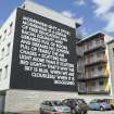 General view of street art created by Robert Montgomery, from south.