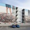 General view of street art by Fintan Magee from north.