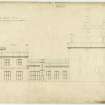 Drawing showing east elevation of new additions, Hoddom Castle.