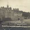 Photographic view of Edinburgh Castle showing Billing's Building in situ with pencil annotations to the royal palace tower.