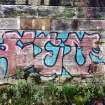 Graffiti on the inner face of the southern boundary wall of the graving docks.