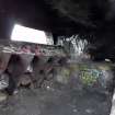 Example of graffiti on the walls (internal and external) of pump house standing on N side of graving dock no. 1.