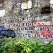 Example of graffiti on the walls (internal and external) of pump house standing on N side of graving dock no. 1.