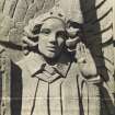 Detail of angel on east buttress of shrine exterior, Scottish National War Memorial, Edinburgh Castle.