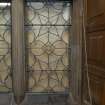 Langgarth, Stirling. Ground floor, drawing room. Detail of leaded light glazing pattern.
