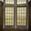 Langgarth, Stirling. Ground floor, billiard room, detail of simple leaded light glazing pattern on window.
