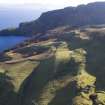 Oblique aerial view of Hallaig showing the township, cultivation remains and the sheep fank.