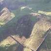 Oblique aerial view showing the crofts and overlying sheep fank at Hallaig.