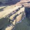 Oblique aerial view of the building and cultivation remains at Hallaig.