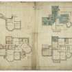 Walkerburn, Kirna House.
Plan of basement, ground, first floor and roof, additions and alterations.