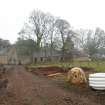 Watching brief, View of stable and cotage from walled garden from W, Marchmont House, Greenlaw