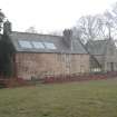 Watching brief, View of stable and cottage from ruin from N, Marchmont House, Greenlaw