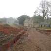 Watching brief, View of stable and cottage from walled garden from W, Marchmont House, Greenlaw