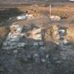 Excavation, Stone footings [012] and cobbling [011] from E, Craigpark Quarry, Ratho, Edinburgh