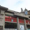 Historic building recording, Detail of top of shop to the SE side from SSW, 1-6 Canonmills Bridge, Edinburgh
