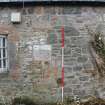 Historic building recording, Centre wing, Detail of phase line in E elevation from NE, Braehead Mains, 603 Queensferry Road, Edinburgh