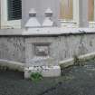 Historic building recording, Building A, Detail of footing to SW side of bay window to ground floor level on S elevation from SW, Ashludie House, Monifieth, Dundee