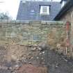 Historic building recording, SE elevation, General view of the boundary wall from SE, The Stables, Foxhall, Kirkliston, Edinburgh
