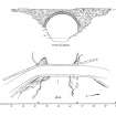 Publication drawing. Old Bridge of Douglas; plan and west elevation .
