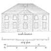 Publication drawing. Kilmichael of Inverlussa, Parish Church; south elevation (with strip plan)