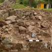 Watching brief photograph, Kindrochit Castle, Deturfed tower house W wall, (WF11) moving northwards