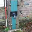 Historic building recording, W elevation, detail of water pump (34) from W, Angus Folk Museum, Kirk Wynd, Glamis