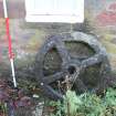 Historic building recording, W elevation, detail of cart wheel (31) from W, Angus Folk Museum, Kirk Wynd, Glamis